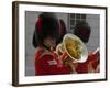 Coldstream Guards Band Practise at Wellington Barracks, Reflected in Brass Tuba, London, England-Walter Rawlings-Framed Photographic Print