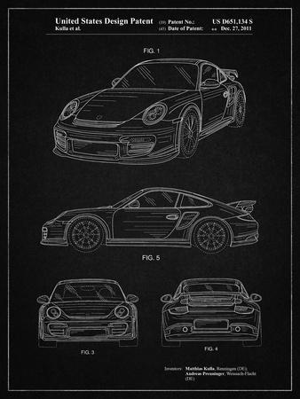 PP994-Vintage Black Porsche 911 with Spoiler Patent Poster