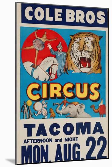 "Cole Bros. Circus: Tacoma", Circa 1938-null-Mounted Giclee Print