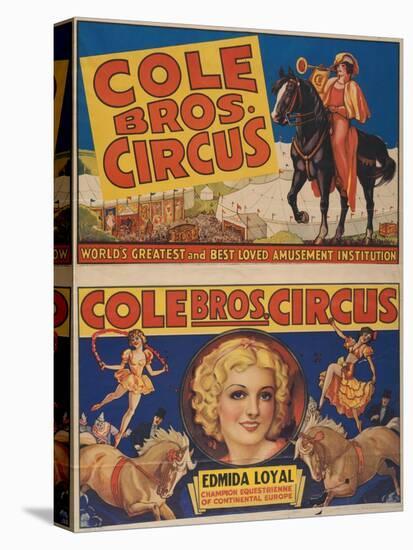 "Cole Bros. Circus: World'sGreatest and Best Loved Amusement Institution", Circa 1938-null-Stretched Canvas