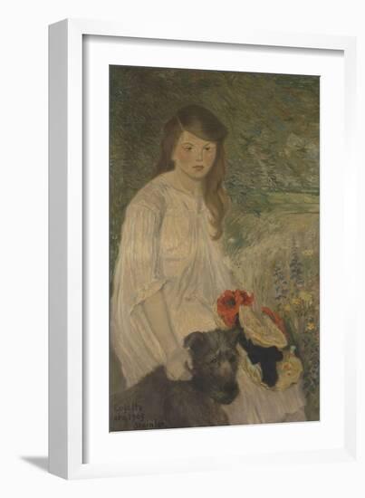 Colette sur fond de jardin (1888-1969), fille de l'artiste-Théophile Alexandre Steinlen-Framed Giclee Print