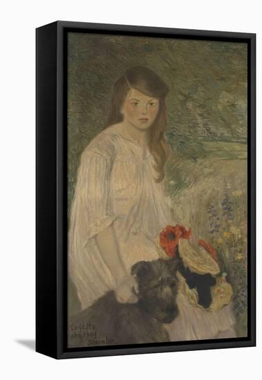 Colette sur fond de jardin (1888-1969), fille de l'artiste-Théophile Alexandre Steinlen-Framed Stretched Canvas