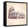 Coliseum  - Hand Drawn-VladisChern-Framed Stretched Canvas