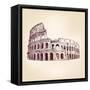 Coliseum  - Hand Drawn-VladisChern-Framed Stretched Canvas