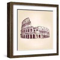 Coliseum  - Hand Drawn-VladisChern-Framed Art Print