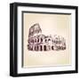 Coliseum  - Hand Drawn-VladisChern-Framed Art Print