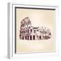 Coliseum  - Hand Drawn-VladisChern-Framed Art Print