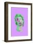 Collage Art of Classic Statue. Vaporwave Style on Purple Background. Neon Green Sculpture with With-Katya_Havok-Framed Photographic Print