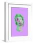 Collage Art of Classic Statue. Vaporwave Style on Purple Background. Neon Green Sculpture with With-Katya_Havok-Framed Photographic Print