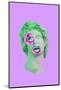 Collage Art of Classic Statue. Vaporwave Style on Purple Background. Neon Green Sculpture with With-Katya_Havok-Mounted Photographic Print