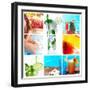 Collage Background With Cocktail And Travel Concept-haveseen-Framed Art Print