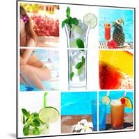 Collage Background With Cocktail And Travel Concept-haveseen-Mounted Art Print