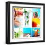 Collage Background With Cocktail And Travel Concept-haveseen-Framed Art Print