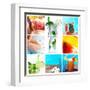 Collage Background With Cocktail And Travel Concept-haveseen-Framed Art Print