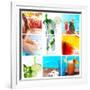 Collage Background With Cocktail And Travel Concept-haveseen-Framed Art Print