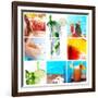 Collage Background With Cocktail And Travel Concept-haveseen-Framed Art Print