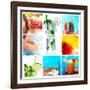 Collage Background With Cocktail And Travel Concept-haveseen-Framed Art Print