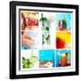 Collage Background With Cocktail And Travel Concept-haveseen-Framed Art Print