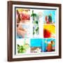 Collage Background With Cocktail And Travel Concept-haveseen-Framed Art Print