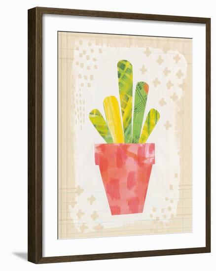 Collage Cactus VI on Graph Paper-Melissa Averinos-Framed Art Print