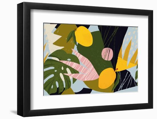 Collage Contemporary Floral Seamless Pattern. Modern Exotic Jungle Fruits and Plants Illustration I-Angelina Bambina-Framed Photographic Print