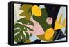 Collage Contemporary Floral Seamless Pattern. Modern Exotic Jungle Fruits and Plants Illustration I-Angelina Bambina-Framed Stretched Canvas