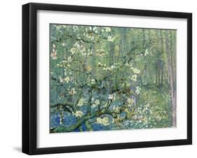 Collage Design with Painting Elements - Almond Branches in Bloom & Trees and Undergrowth-Elements of Vincent Van Gogh-Framed Art Print