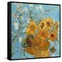 Collage Design with Painting Elements - Sunflowers & Almond Branches in Bloom-Elements of Vincent Van Gogh-Framed Stretched Canvas