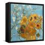 Collage Design with Painting Elements - Sunflowers & Almond Branches in Bloom-Elements of Vincent Van Gogh-Framed Stretched Canvas