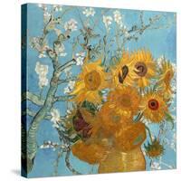 Collage Design with Painting Elements - Sunflowers & Almond Branches in Bloom-Elements of Vincent Van Gogh-Stretched Canvas