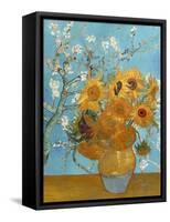 Collage Design with Painting Elements - Sunflowers & Almond Branches in Bloom-Elements of Vincent Van Gogh-Framed Stretched Canvas