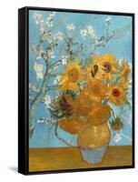 Collage Design with Painting Elements - Sunflowers & Almond Branches in Bloom-Elements of Vincent Van Gogh-Framed Stretched Canvas