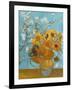 Collage Design with Painting Elements - Sunflowers & Almond Branches in Bloom-Elements of Vincent Van Gogh-Framed Art Print