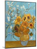 Collage Design with Painting Elements - Sunflowers & Almond Branches in Bloom-Elements of Vincent Van Gogh-Mounted Art Print