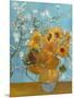 Collage Design with Painting Elements - Sunflowers & Almond Branches in Bloom-Elements of Vincent Van Gogh-Mounted Art Print