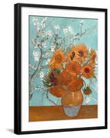 Collage Design with Painting Elements - Sunflowers & Almond Branches in Bloom-Elements of Vincent Van Gogh-Framed Art Print