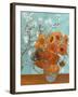 Collage Design with Painting Elements - Sunflowers & Almond Branches in Bloom-Elements of Vincent Van Gogh-Framed Art Print