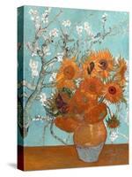 Collage Design with Painting Elements - Sunflowers & Almond Branches in Bloom-Elements of Vincent Van Gogh-Stretched Canvas