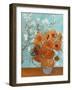 Collage Design with Painting Elements - Sunflowers & Almond Branches in Bloom-Elements of Vincent Van Gogh-Framed Art Print