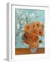 Collage Design with Painting Elements - Sunflowers & Almond Branches in Bloom-Elements of Vincent Van Gogh-Framed Art Print