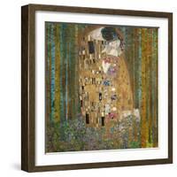 Collage Design with Painting Elements - The Kiss & Tannenwald (Pine Forest)-Elements of Gustav Klimt-Framed Art Print