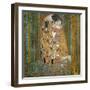 Collage Design with Painting Elements - The Kiss & Tannenwald (Pine Forest)-Elements of Gustav Klimt-Framed Art Print