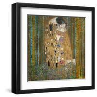 Collage Design with Painting Elements - The Kiss & Tannenwald (Pine Forest)-Elements of Gustav Klimt-Framed Art Print