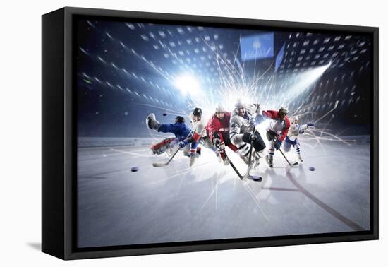 Collage from Hockey Players in Action-Eugene Onischenko-Framed Stretched Canvas