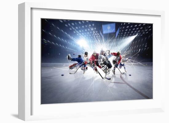 Collage from Hockey Players in Action-Eugene Onischenko-Framed Photographic Print