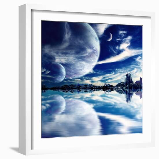 Collage - Landscape in Fantasy Planet-frenta-Framed Photographic Print