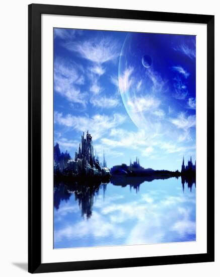 Collage - Landscape In Fantasy Planet-frenta-Framed Art Print