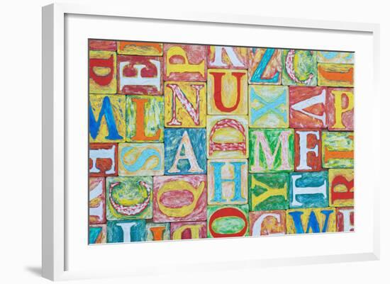 Collage Made of Colorful Alphabet Letters-Tuja66-Framed Photographic Print