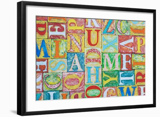 Collage Made of Colorful Alphabet Letters-Tuja66-Framed Photographic Print