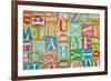 Collage Made of Colorful Alphabet Letters-Tuja66-Framed Photographic Print